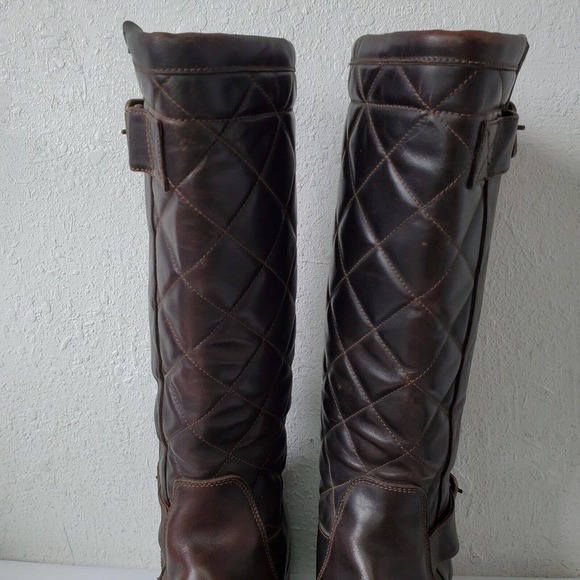 Ralph Lauren Quilted Brown Caruthers Leather Moto Boots Mens Sz 8.5D Italy Made main image 14